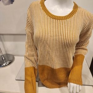 MAX STUDIO, WOMEN'S NWTO, size L mustard yellow ribbed long sleeve sweater
